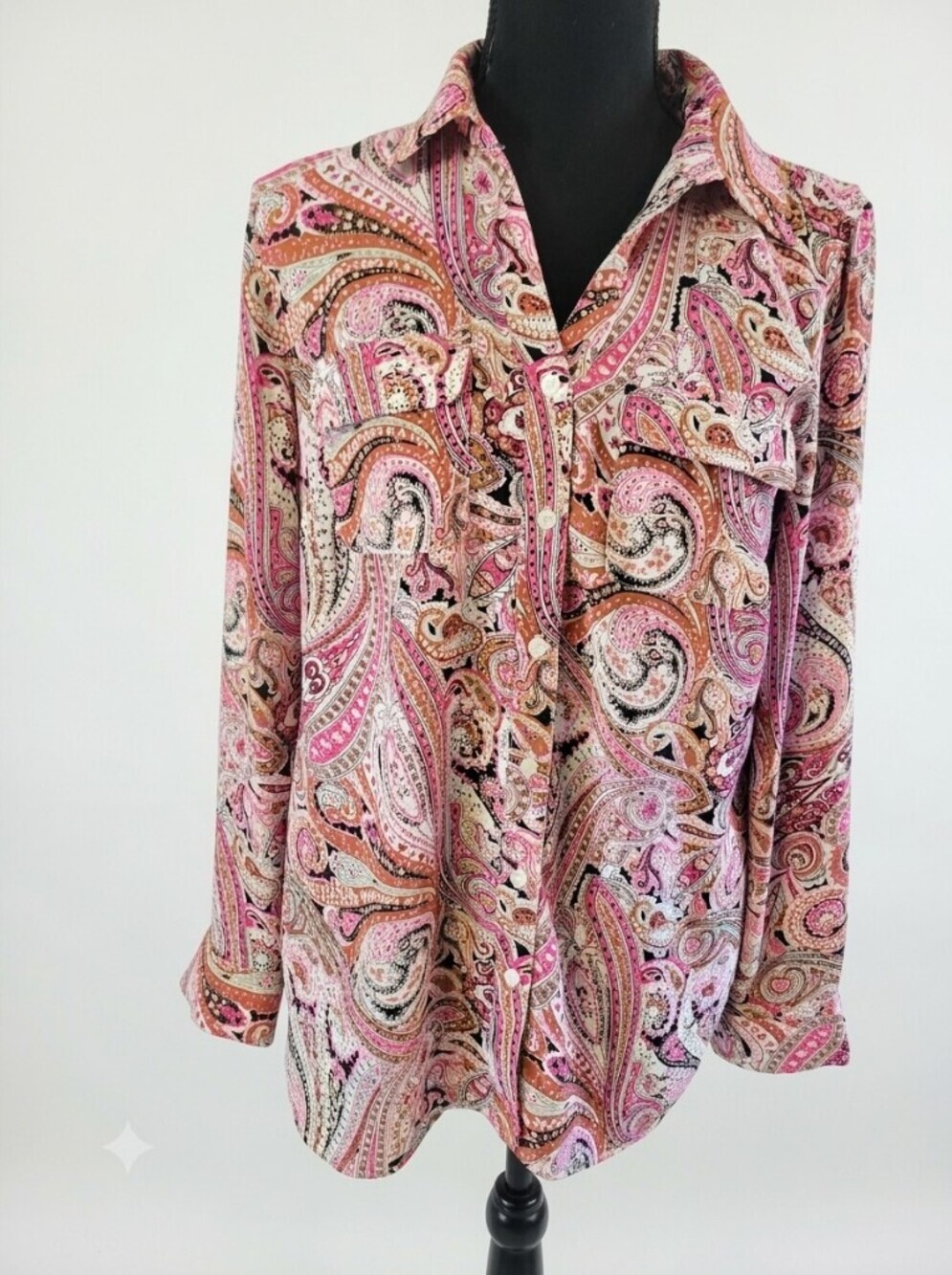 Women's Paisley Button-Front Shirt - Pink Multi